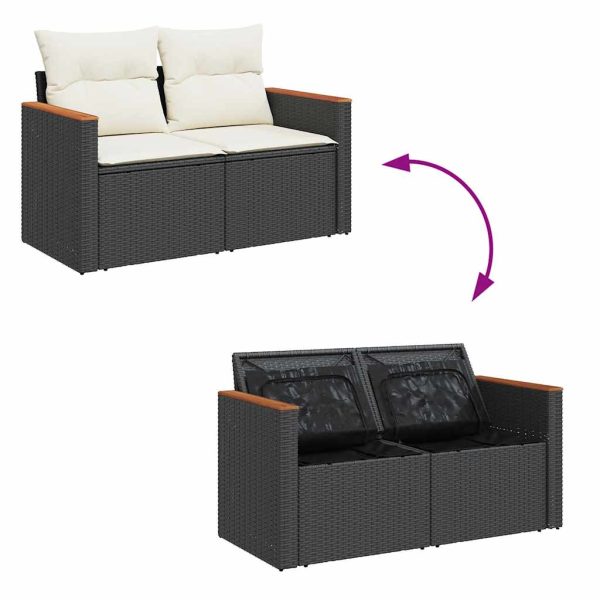 Loungeset Met Kussens Poly Rattan - Afbeelding 7