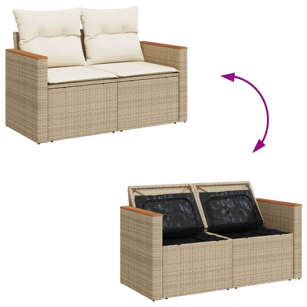 Loungeset Met Kussens Poly Rattan - Afbeelding 7