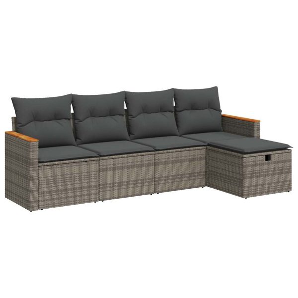 Loungeset Met Kussens Poly Rattan - Afbeelding 2