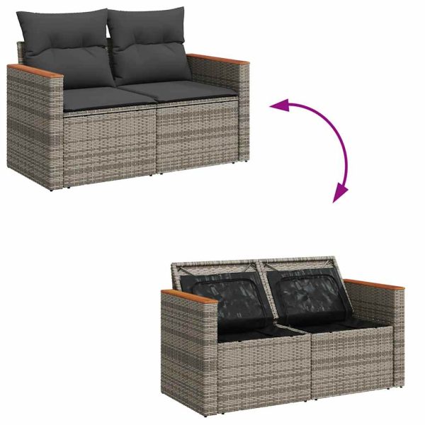 Loungeset Met Kussens Poly Rattan - Afbeelding 7