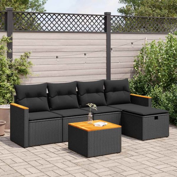 Loungeset Met Kussens Poly Rattan - Afbeelding 13