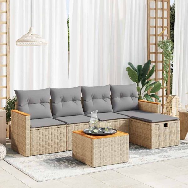 Loungeset Met Kussens Poly Rattan - Afbeelding 17