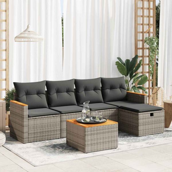 Loungeset Met Kussens Poly Rattan - Afbeelding 16