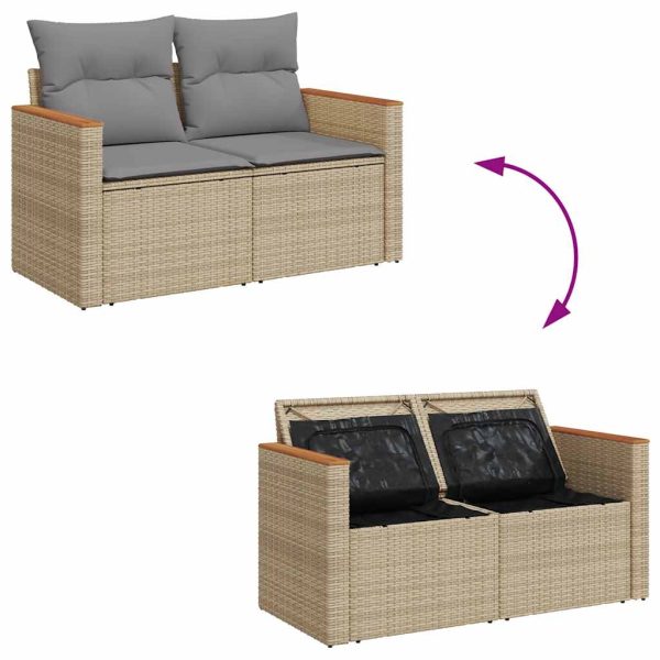 Loungeset Met Kussens Poly Rattan - Afbeelding 9