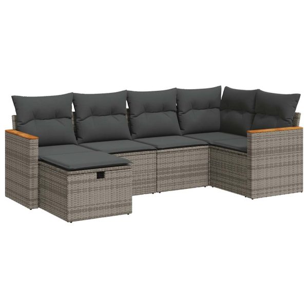 Loungeset Met Kussens Poly Rattan - Afbeelding 2