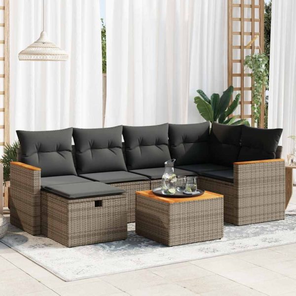 Loungeset Met Kussens Poly Rattan - Afbeelding 16