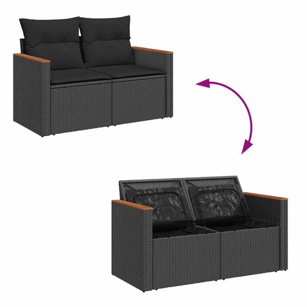 Loungeset Met Kussens Poly Rattan - Afbeelding 7