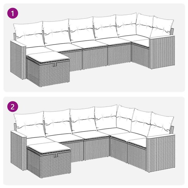 Loungeset Met Kussens Poly Rattan - Afbeelding 11