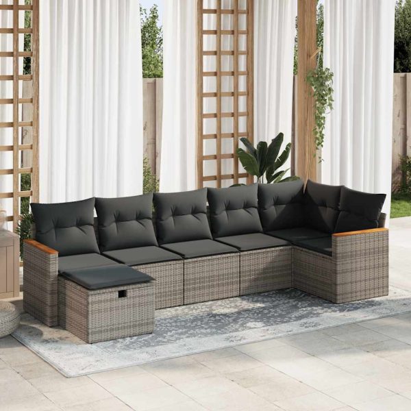 Loungeset Met Kussens Poly Rattan - Afbeelding 21