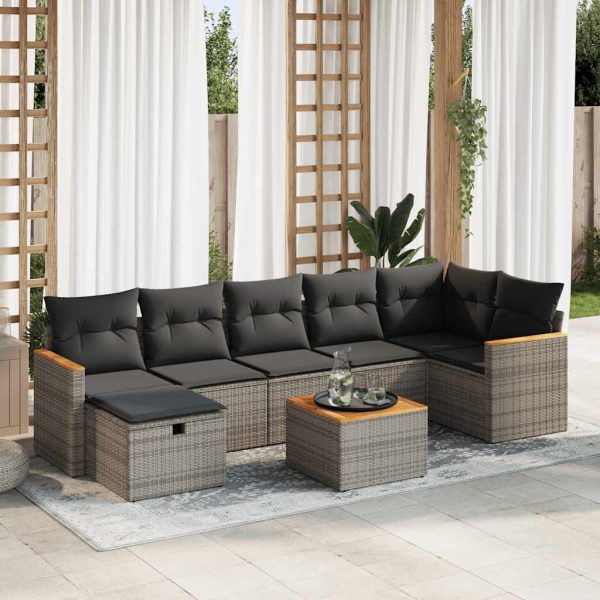 Loungeset Met Kussens Poly Rattan - Afbeelding 17