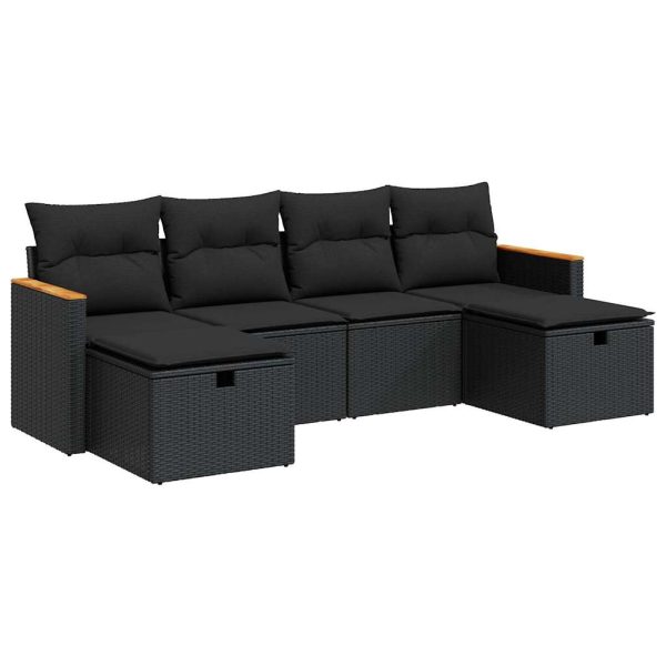 6-Delige Loungeset Met Kussens Poly Rattan - Afbeelding 2