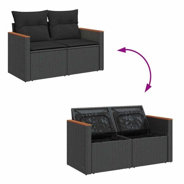 6-Delige Loungeset Met Kussens Poly Rattan - Afbeelding 6