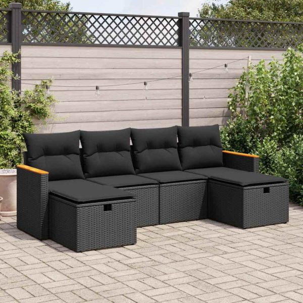 6-Delige Loungeset Met Kussens Poly Rattan