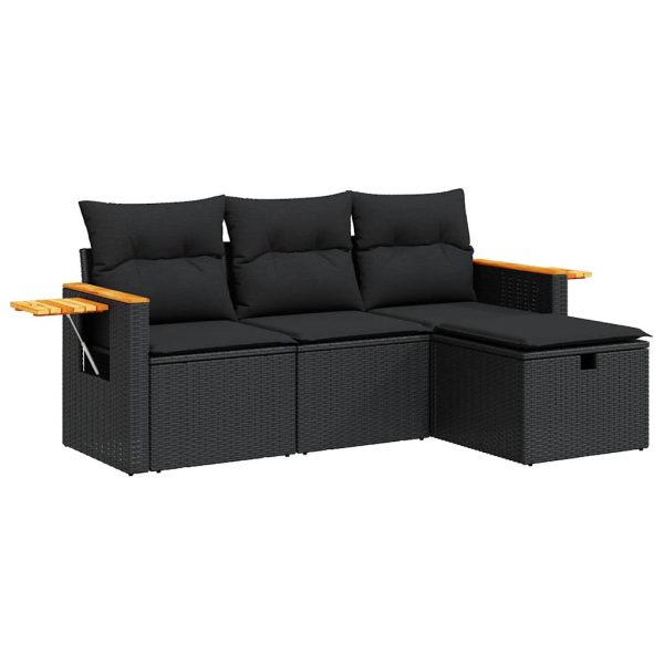 4-Delige Loungeset Met Kussens Poly Rattan - Afbeelding 2