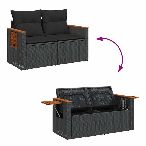 4-Delige Loungeset Met Kussens Poly Rattan - Afbeelding 6