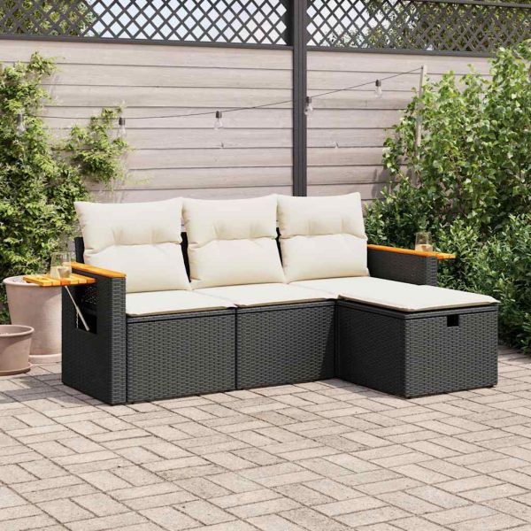 4-Delige Loungeset Met Kussens Poly Rattan - Afbeelding 13