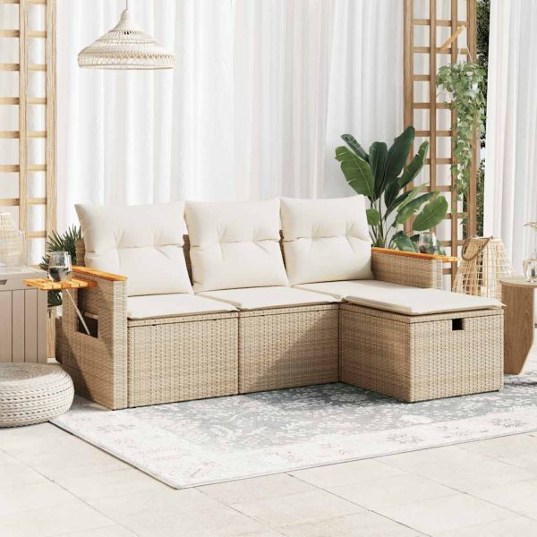 4-Delige Loungeset Met Kussens Poly Rattan - Afbeelding 16