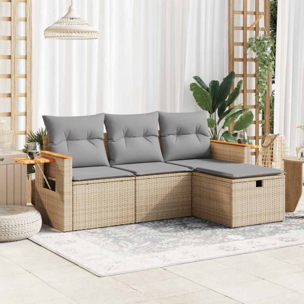 4-Delige Loungeset Met Kussens Poly Rattan - Afbeelding 14