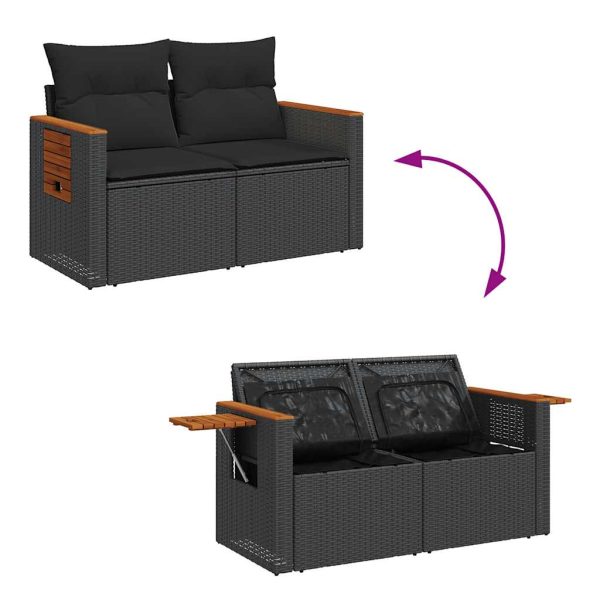 Loungeset Met Kussens Poly Rattan - Afbeelding 6