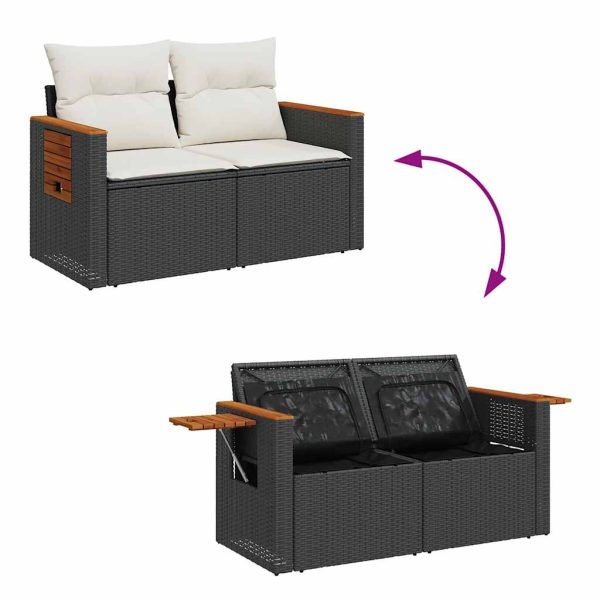 Loungeset Met Kussens Poly Rattan - Afbeelding 6