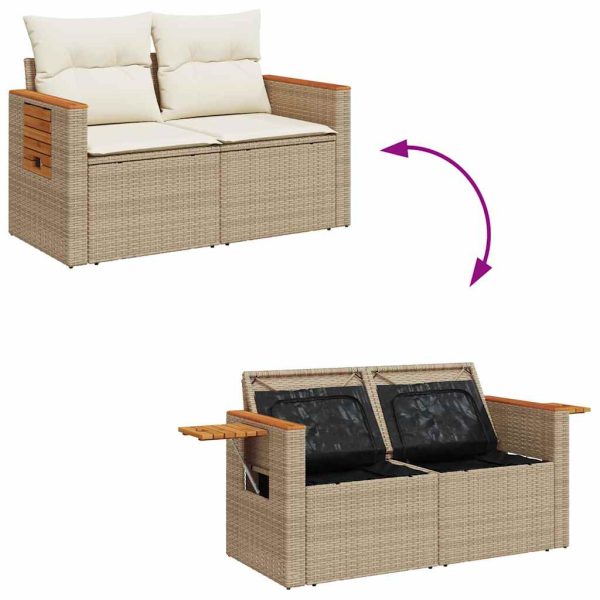 Loungeset Met Kussens Poly Rattan - Afbeelding 6