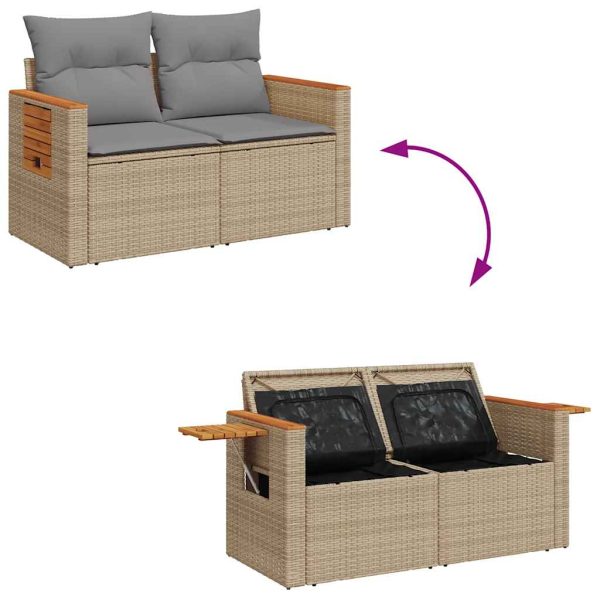 Loungeset Met Kussens Poly Rattan - Afbeelding 6