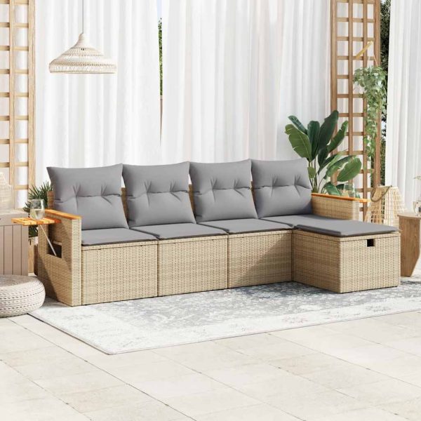 Loungeset Met Kussens Poly Rattan