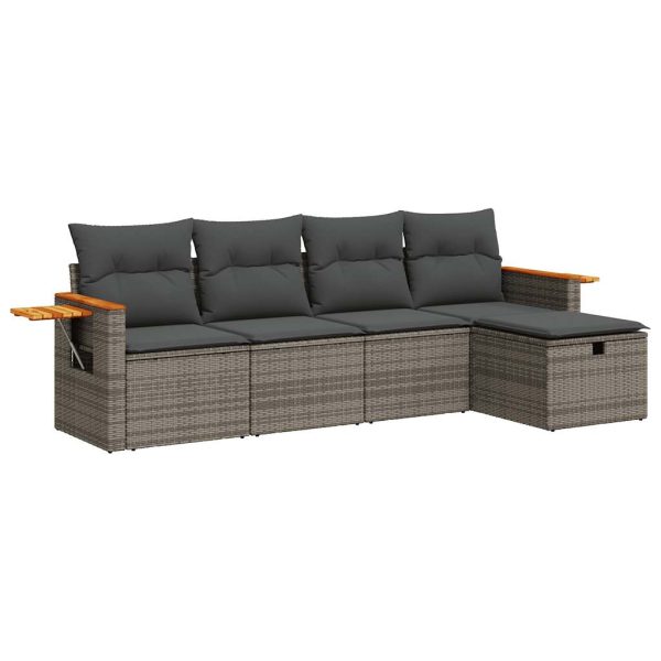 Loungeset Met Kussens Poly Rattan - Afbeelding 2