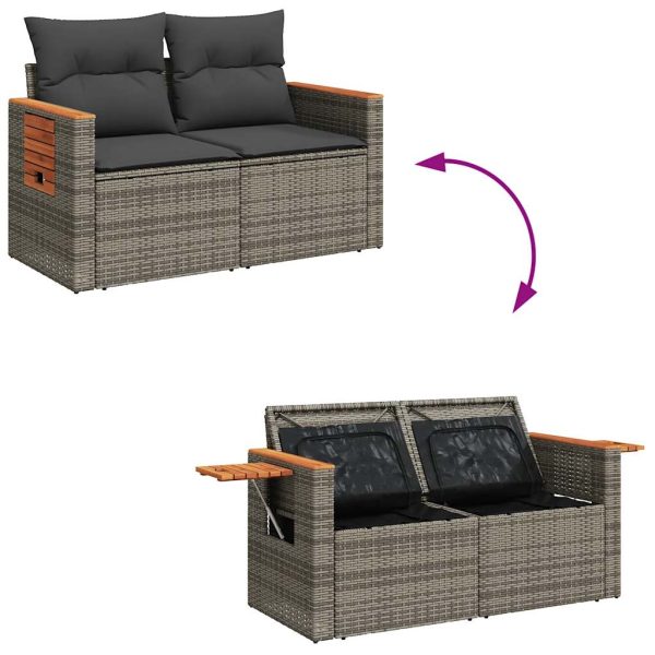 Loungeset Met Kussens Poly Rattan - Afbeelding 6