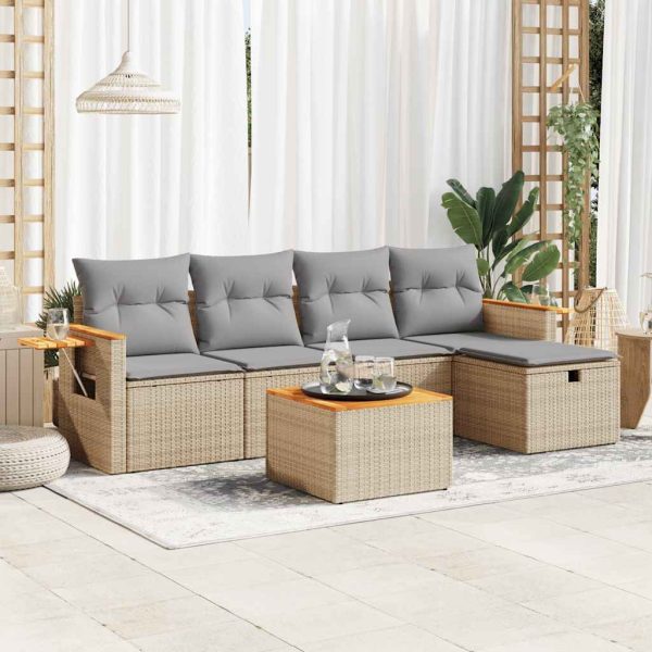 Loungeset Met Kussens Poly Rattan - Afbeelding 15