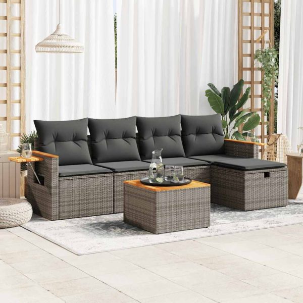 Loungeset Met Kussens Poly Rattan - Afbeelding 16