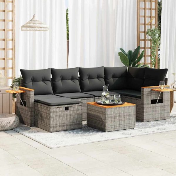 Loungeset Met Kussens Poly Rattan - Afbeelding 16