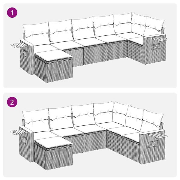 Loungeset Met Kussens Poly Rattan - Afbeelding 12