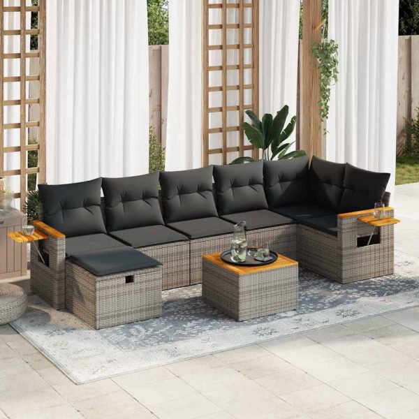 Loungeset Met Kussens Poly Rattan - Afbeelding 17