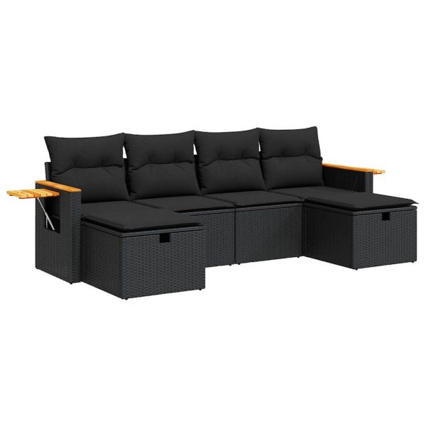 6-Delige Loungeset Met Kussens Poly Rattan - Afbeelding 2