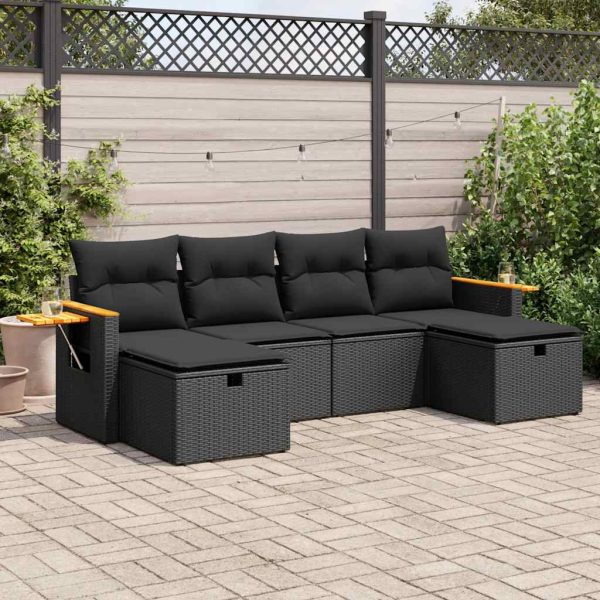 6-Delige Loungeset Met Kussens Poly Rattan