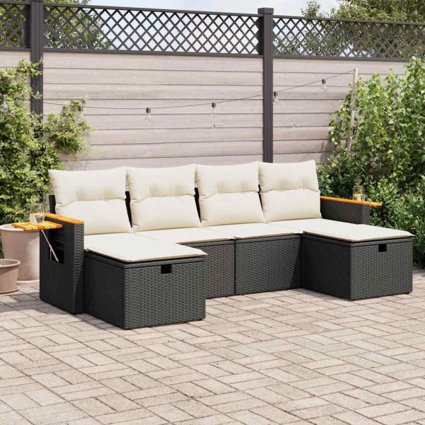 6-Delige Loungeset Met Kussens Poly Rattan - Afbeelding 15