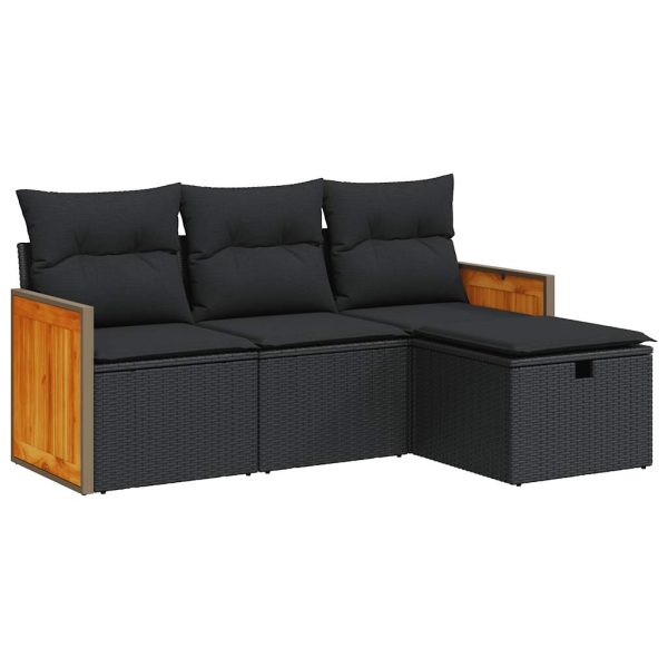 4-Delige Loungeset Met Kussens Poly Rattan - Afbeelding 2