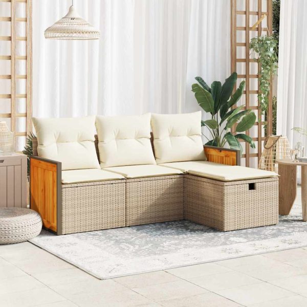 4-Delige Loungeset Met Kussens Poly Rattan - Afbeelding 15