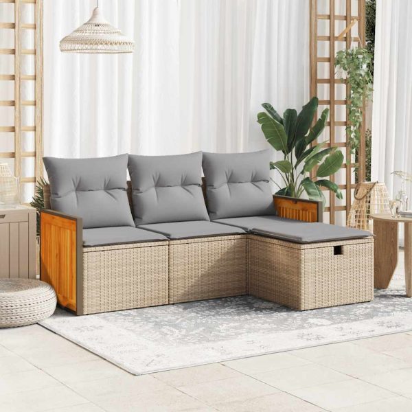 4-Delige Loungeset Met Kussens Poly Rattan - Afbeelding 16