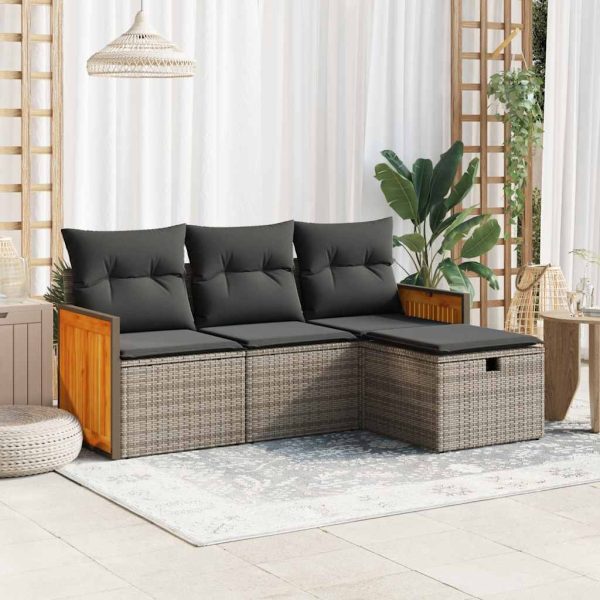 4-Delige Loungeset Met Kussens Poly Rattan - Afbeelding 13