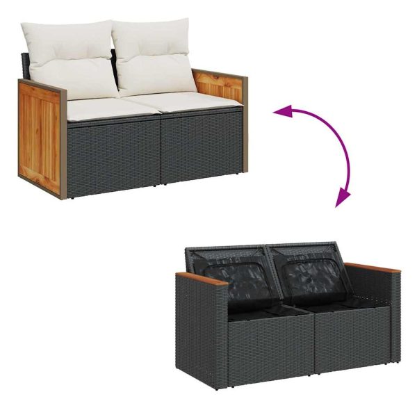 Loungeset Met Kussens Poly Rattan - Afbeelding 7