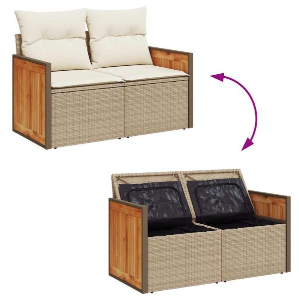 Loungeset Met Kussens Poly Rattan - Afbeelding 7