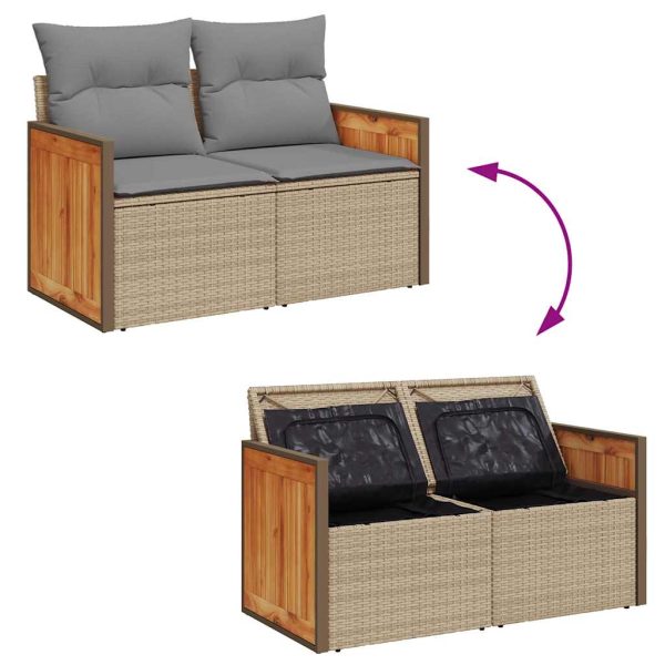 Loungeset Met Kussens Poly Rattan - Afbeelding 7