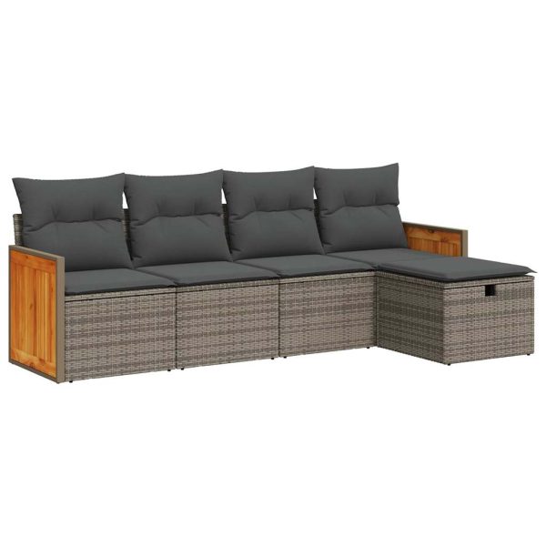 Loungeset Met Kussens Poly Rattan - Afbeelding 2