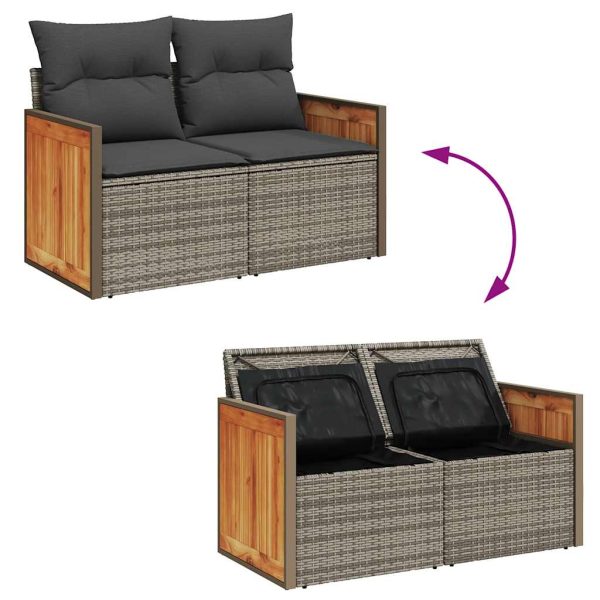 Loungeset Met Kussens Poly Rattan - Afbeelding 7