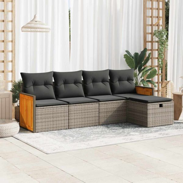 Loungeset Met Kussens Poly Rattan