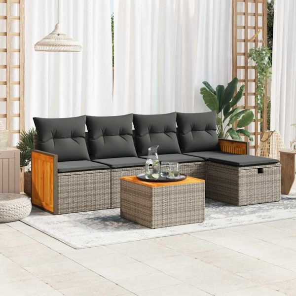 Loungeset Met Kussens Poly Rattan - Afbeelding 15