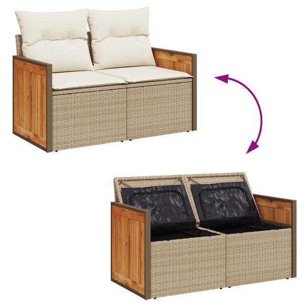 Loungeset Met Kussens Poly Rattan - Afbeelding 9