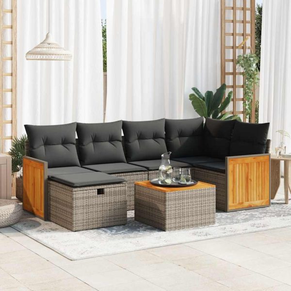 Loungeset Met Kussens Poly Rattan - Afbeelding 14